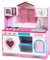 COSTWAY Kinderküche Spielküche, Kinder Küche Holz mit Abnehmbare Spüle Mikrowelle Backofen, Spielzeugküche Holzküche für Kinder ab 3 Jahren, 82x30x100,5 cm, Rosa