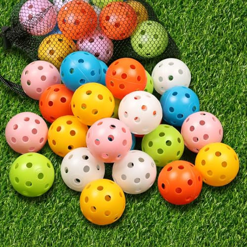 THIODOON Golf-Übungsball, Luftstrom, hohl, Übung, Golfbälle, 40 mm, Kunststoff, Golfbälle für Schaukelübungen, Fahren, Zuhause, Outdoor, Golfspiele für Erwachsene und Kinder, 24 Stück