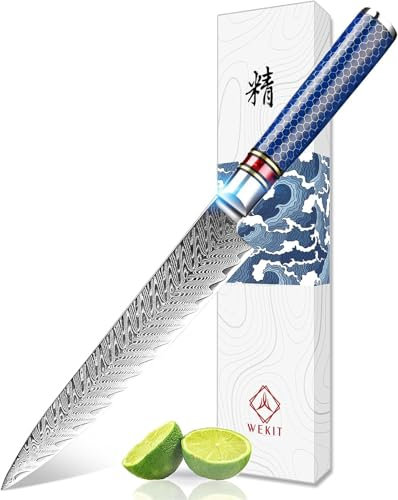 Chef Knife Damascus Chefs Knife Japanese VG10 Kitchen Knife Sharpest 67-Layer High Carbon Stainless Steel Knife(6 inch Blue)
