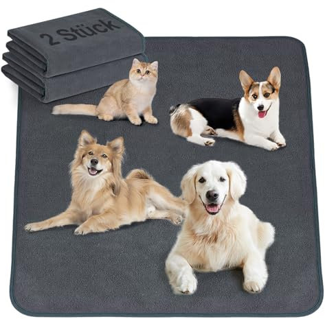Welpen Unterlagen 2 Stück 104 x 104 cm Inkontinenzunterlage Waschbar PIPI Pads für Meerschweinchen Hunde Wiederverwendbare Hundetoilette Hundeteppich Schnell Absorbierend Auslaufsicher rutschfest