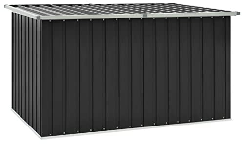 Tino Tech Boîte de rangement en acier galvanisé et plastique - 171 x 99 x 93 cm - Anthracite - Caisse de rangement rembourrée - Pour l'extérieur, le jardin - Coffre à jouets d'extérieur