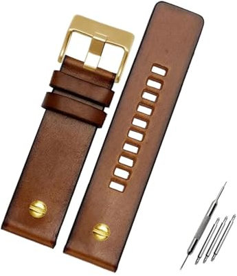ROWCES Vintage Leder Uhrenarmband Retro Braun Armband 22mm 24mm 26mm Herrenuhr Zubehör, 26mm