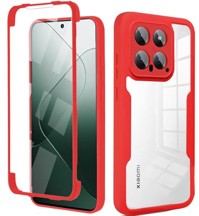 betterfon 360 Grad Hülle Kompatibel mit Xiaomi 14 | Handyhülle mit eingebautem Displayschutz für 14 | Rot
