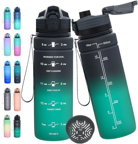 Expansea Trinkflasche 1L/500ml/ 700ml/1500ml Sportflasche, BPA-frei Tritan Trinkflasche Sport Auslaufsicher mit Zeitmarkierung - Wasserflasche für Fitness, Fahrrad, Outdoor, Yoga, Gym, Schule