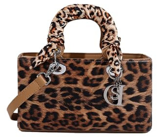 CORIOS Handtasche mit Leopardenmuster Damen PU-Leder Schultertasche Wasserdicht Umhängetaschen Mode Messenger-Tasche Henkeltasche Elegant Tote Beutel Tragetasche Henkeltaschen Khaki M