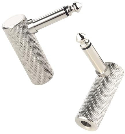 Cable Matters 2-Pack Jack Right Angle Adapter - 6.35mm Jack TS Right Angle Guitar Adapter, for Electric Guitars, Bass AMP, Mixers & Equalizers