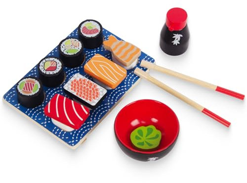 1-Satz hölzerner Simulations-Sushi-Spielzeuge Kinderküche Mini-Sushi Die Vorgibt Mit Pädagogischen Spielzeugen zu Spielen Hölzerner Nahrungsmittelsatz