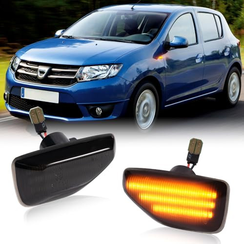 POPMOTORZ LED Seitenblinker Blinker Schwarz mit Canbus Fehlerfrei 2835 SMD für Dacia Logan II Sandero II Duster R-enault Sandero Stepway Duster, 2 Stück