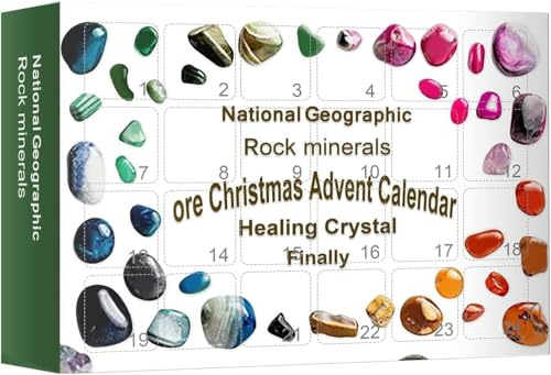 2024 Weihnachten Adventskalender - Rocks Crystal Adventskalender | 24 Tage Mineralien Countdown Kalender | Kinder Geschenke Weihnachten Adventskalender 2024 für Kinder Jungen Mädchen