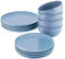 ProCook Stockholm Blue Dinner Set Stoneware Scandinavian Style Flat Base Dishwasher, Microwave & Oven Safe Dinnerware 12 Piece, 15.5 x 21 x 27 cm