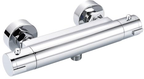 TODOT Mitigeur Thermostatique Douche Chromé Mural avec Bouton de Sécurité, Laiton Massif