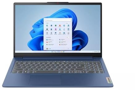 Lenovo IdeaPad Slim 3 15IAH8 - Computer portatile da 15,6, Intel Core i5-12450H, 8 GB di RAM, SSD da 256 GB, webcam Full HD, altoparlanti stereo con Dolby Audio, Windows 11 Home, colore: blu