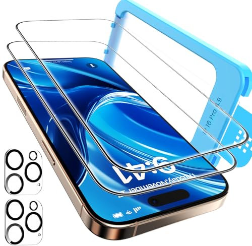 DEINODON Verre Trempé pour iPhone 16 Pro Max [Installation Automatique Sans Bulles] Dureté 9H+ Vitre Ecran de Protection Anti-Rayures Anti Casse, Couverture Complète Protection, 2 Pièces