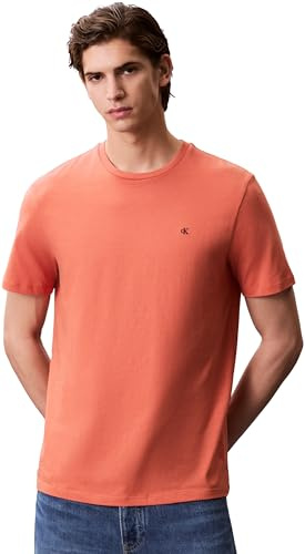 Calvin Klein Herren T-Shirt Kurzarm Smooth Solid Tee mit Rundhalsausschnitt, Orange (Mecca Orange), M