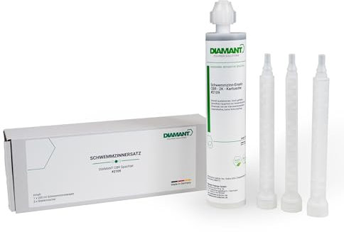 DIAMANT Polymer Schwemmzinnersatz CBR 2109 | schnellaushärtende 2-Komponenten Epoxidharz-Klebe- und Spachtelmasse 200ml | Fugenfüller | Füllspachtel im Karosseriebau | hellgrau | inkl. 3 Statikmischer