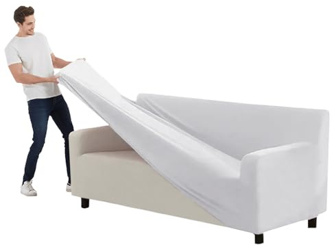 VFGFDJNDFX Samt Sofa Überzug, Couchbezug Stretch Set Mit Separaten Sitzbezüge Rückenlehnenbezug, Sofabezug rutschfest Sofahusse Für Haustier (Weiß,Dreisitzer-3 STK)