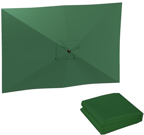 Outsunny Telo di Ricambio per Ombrellone Rettangolare 3x2 m con Presa d'Aria Superiore, Telo per Ombrellone da Giardino a 6 Stecche in Poliestere 180 g/m², Protezione UV 50+, Verde