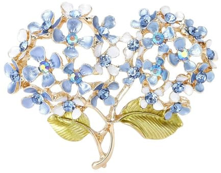 Doppelendige Hortensien-Brosche für Frauen, Uni, Pflanzen-Blumennadeln, Büro, Party, Freund, Zubehör, Metall Acryl, Zirkonia