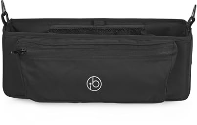 Ickle Bubba Virgo Buggy Organiser – Black Pram Caddy with Spacious Storage for Bottles, Snacks & Essentials – Durable, Stylish & Easy-to-Attach Pushchair Organiser