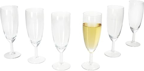 MamboCat 6er Set Royal Sektgläser I geeicht 0,1L, Höhe 16cm I modernes klares Sektglas mit Fuß I Sektflöte für Prosecco, Champagner & Co I transparente Gläser für Hochzeit, Partys, Geburtstage