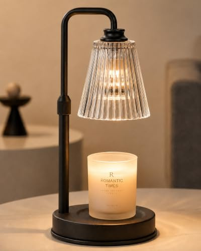 Funistree Height Adjustable Candle Warmer Lamp with Dimmer & Timer, Black Candle Melter Heater with 2 Bulbs, Home Decor, Birthday Gifts for Women, Compatible with Yankee Large Jars