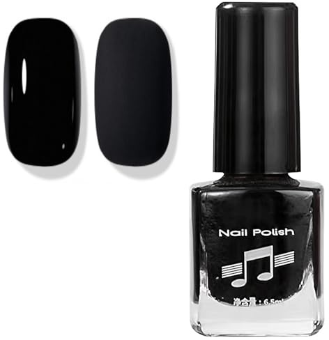 Black Nail Varnish - Black Nail Polish - Neutral Autumn Nail Polish, Quick-Drying No UV Lamp Needed Long Lasting, Dark Glossy Nail Varnish, Halloween Goth Makeup, DIY Nail Art Manicure for Women