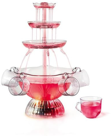 Mixtric Illuminated Electric Fountain, 3 Layer Red Wine and Juice Fountain Machine with LED Base, 5 Cups Included, for Wedding Reception, Buffet, Dessert Table, Birthdays, Catering,A