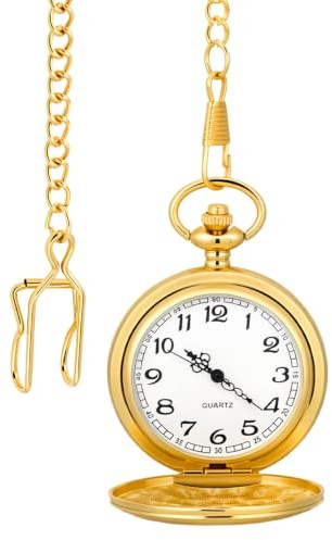 ibasenice Klassische Taschen Uhr mit Kette Metall Gehäuse Goldfarbe Vintage | Kompaktes gehäuse, 4.6 cm durchmesser, vintage-stil, vielseitig tragbar als halskette, ideal für den täglichen gebrauch