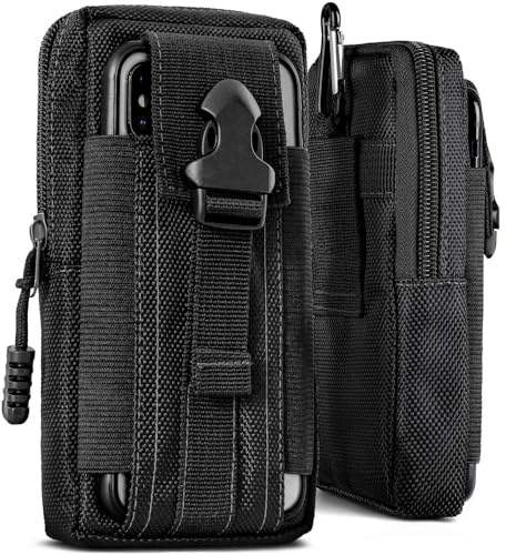 ONEFLOW Survival Case für Xiaomi 15T Pro Handy Gürteltasche aus Nylon mit Karabiner, Taktische EDC Tasche mit Gürtel Halterung, Etui Handyhülle Outdoor Handytasche, Schwarz