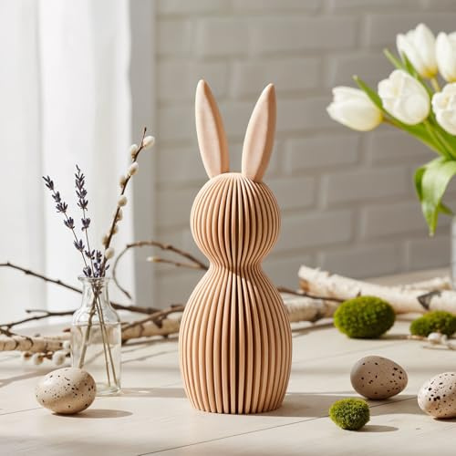 levandeo Osterhase Figur H16cm Beige Natur 3D Deko Figur Ostern Osterdeko Tischdeko Frühling Dekohasen Osterfiguren