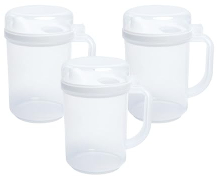 REZSOVEE 3 mini brocche facili da versare, 650 ml, in plastica trasparente, con coperchi e manici, ideali per contenere acqua, latte, succo o olio