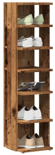 Elegante scarpiera per un ambiente di vita ordinato: scarpiera stabile e durevole in legno con 6 scomparti per riporre sotto le scale