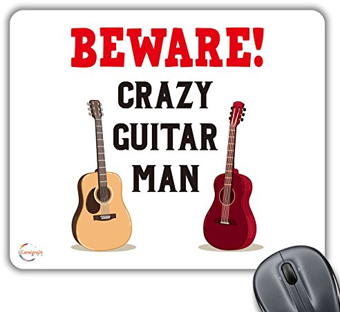 Coralgraph Inc CP562 Beware Crazy Guitar Man Novelty Gift Printed PC Laptop Computer Mouse Mat Pad