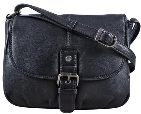 STILORD 'Iris' Leder Handtasche Damen klein Vintage - Umhängetasche für Freizeit, Ausgehen & Party - Echtleder Abendtasche mit Fächern, Farbe:schwarz