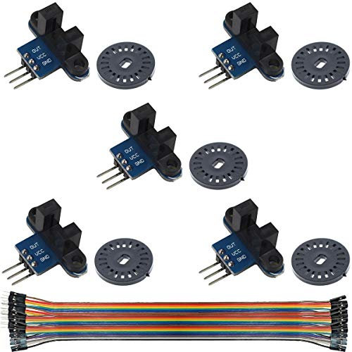 Youmile 5Pcs Sensor de medición de velocidad Módulo de optoacoplador óptico ranurado infrarrojo IR Sensor de interruptor de foto para detección de velocidad del motor o para Arduino con codificadores