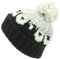 LOUDelephant Wolle Strick Beanie-Mütze mit Bommel - Schaf - Braun-Grau, One Size