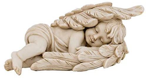 Trauer-Shop Dekorative Engelfigur schlafend liegend in Engelsflügeln. L 15 cm. Lieferung 1 Stück