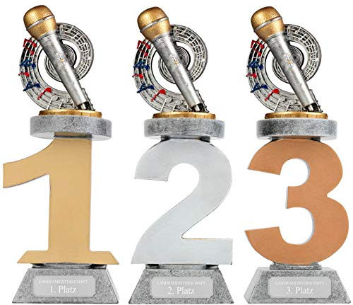 pokalspezialist Pokal Mikrofon Platz 2 Gesang Singen Serie VILLON Trophäe mit Gravur