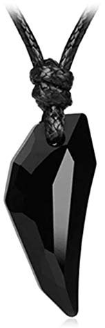 BlackAmazement Anhänger mit Kette Wolfszahn blau schwarz Damen Herren (Schwarz)