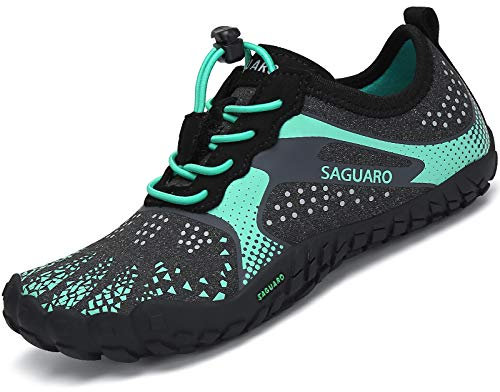 SAGUARO Schwimmschuhe Kinder Aquaschuhe Jungen Wasserschuhe rutschfest Strandschuhe Mädchen Badeschuhe Baby Fitness Grün Gr.35