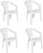 Dmora - 4er Set Gartenstühle Bisceglie, Gartensitz, Für drinnen und draußen, Mit Armlehnen und stapelbar, Made in Italy, 56x55 h78 cm, Weiß