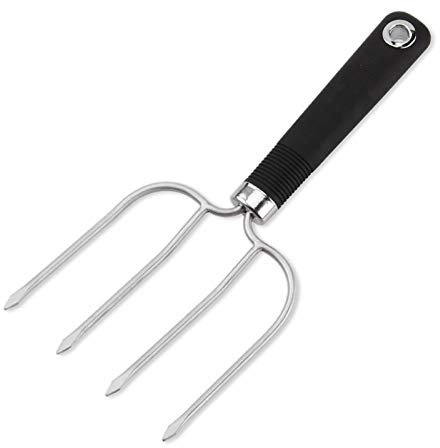 SOONHUA Fourchette à Viande Avec Manche,Fourchette à Découper Professionnelle pour Servir Viande,Fourchette à Rôtir à Dinde en Acier Inoxydable à 4 Dents pour la Cuisine et le Barbecue