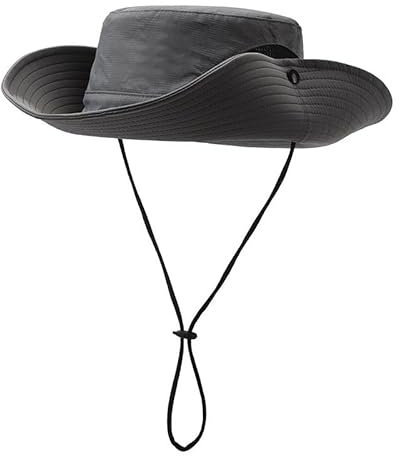 flintronic Sonnenhut Herren Damen,Wide Brim UV-Schutz Eimer Hüte,Faltbare Cowboyhut mit Kinnriemen,Seiten Presse und Breathable Ineinander greifen Cown,Design für Strand/Wandern/Angeln/Camping-Grau