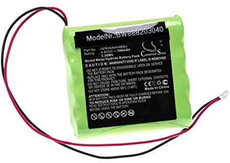 vhbw Replacement Battery compatible with Yale EF Alarm Control Panel Alarm Units, Alarm Control, Home Security (700mAh, 4.8V, NiMH)