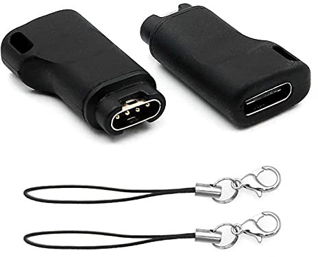 ahayo 2-Pack Type C Female to for Garmin Smart Watches Charging Connector Male Adapters, USB-C to Charging Adapter for Garmin Venu Sq Fenix 5/Fenix 6/Fenix 6X/Venu/Vivoactive 3 (Black)