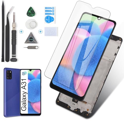 RongZy Display für Samsung Galaxy A31/A315F/A315G LCD Bildschirmersatz Digitizer Touchscreen Montiert Ersatz mit Werkzeugen(Schwarz)