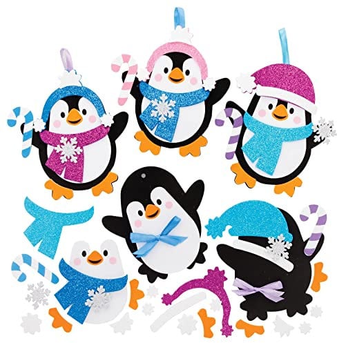 Baker Ross FE788 Pinguin Dekorationen Bastelset - 8 Stück, Weihnachten Dekoration Bastelsets Für Kinder, Kindergeburtstag Basteln, Weihnachtsbastelideen