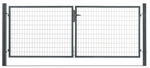 EASY CLOTURE Portail grillagé Acier galvanisé L 3m Gris Anthracite H 1m70 - Porte de Jardin - Clôture de Jardin avec Serrure et poignée