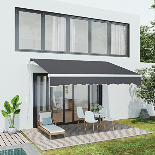 Dripex Store Banne, Store Banne Manuel Rétractable 250 x 200 CM en Aluminium Polyester Étanche et Résistant aux UV Angle Réglable 0-45° pour Terrasse Bistro Balcon Gris