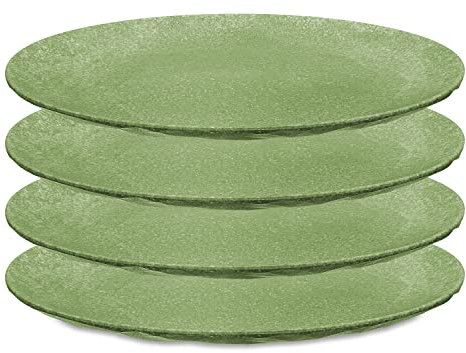 CLUB PLATE L Flacher Teller 4er Set nature leaf green